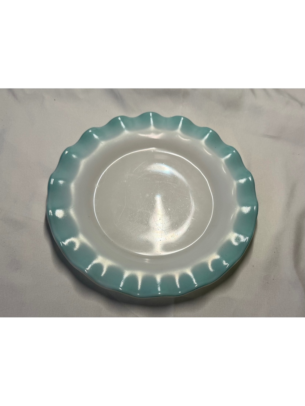 Hazel Atlas Moderntone Platonite Robin Egg Blue 8” Luncheon Plate Vintage